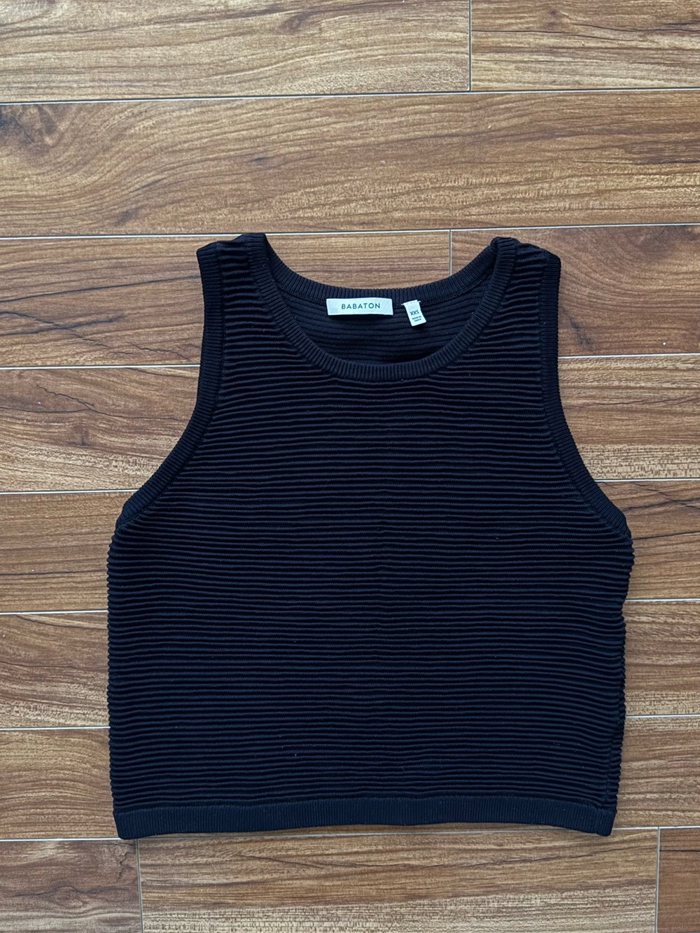 Babaton Aritzia Black Ribbed Knit Scoop Neck Tank Top XXS